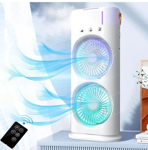 Rechargeable Remote Control Double Head Spray Cooling Fan